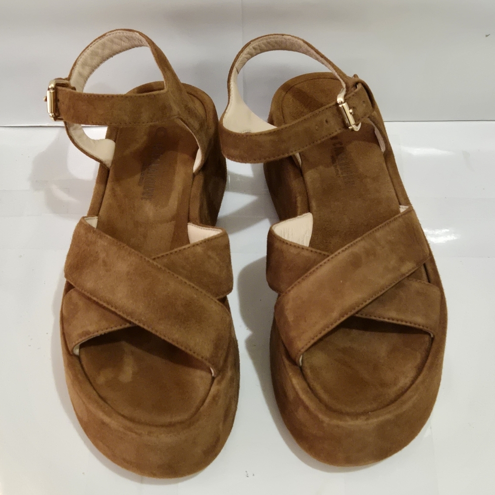 La Canadienne Kinsley Woman's Platform Sandals‎ Chestnut Brown Suede - Picture 3 of 8